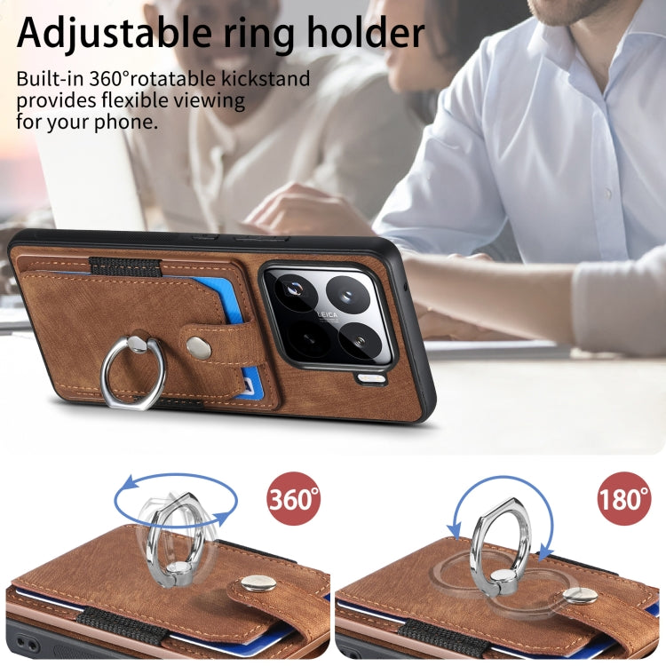 For Xiaomi 15 Retro Skin-feel Ring Card Wallet Phone Case