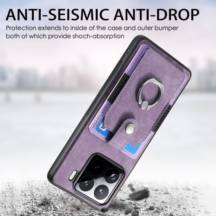 For Xiaomi 15 Retro Skin-feel Ring Card Wallet Phone Case