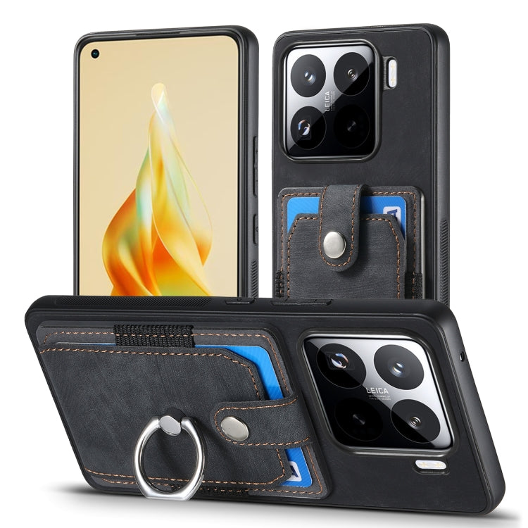 For Xiaomi 15 Pro Retro Skin-feel Ring Card Wallet Phone Case