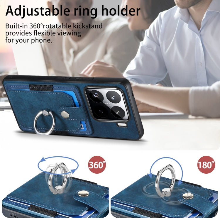 For Xiaomi 15 Pro Retro Skin-feel Ring Card Wallet Phone Case