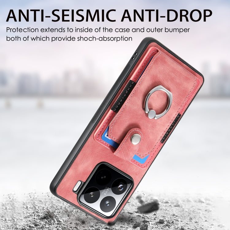 For Xiaomi 15 Pro Retro Skin-feel Ring Card Wallet Phone Case