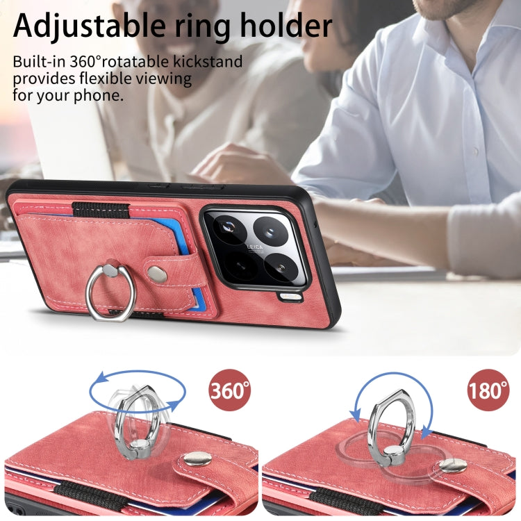 For Xiaomi 15 Pro Retro Skin-feel Ring Card Wallet Phone Case
