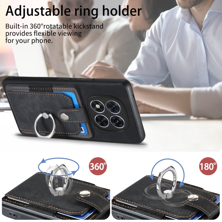 For Xiaomi Redmi Note 14 5G Retro Skin-feel Ring Card Wallet Phone Case