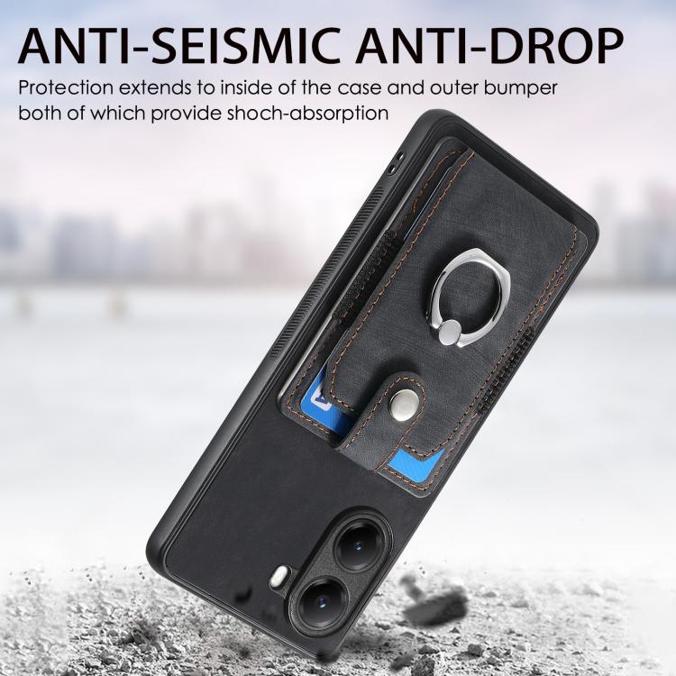 For Redmi Turbo 4 Retro Skin-feel Ring Card Wallet Phone Case