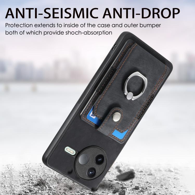 For Redmi K80 / Poco F7 Pro Retro Skin-feel Ring Card Wallet Phone Case