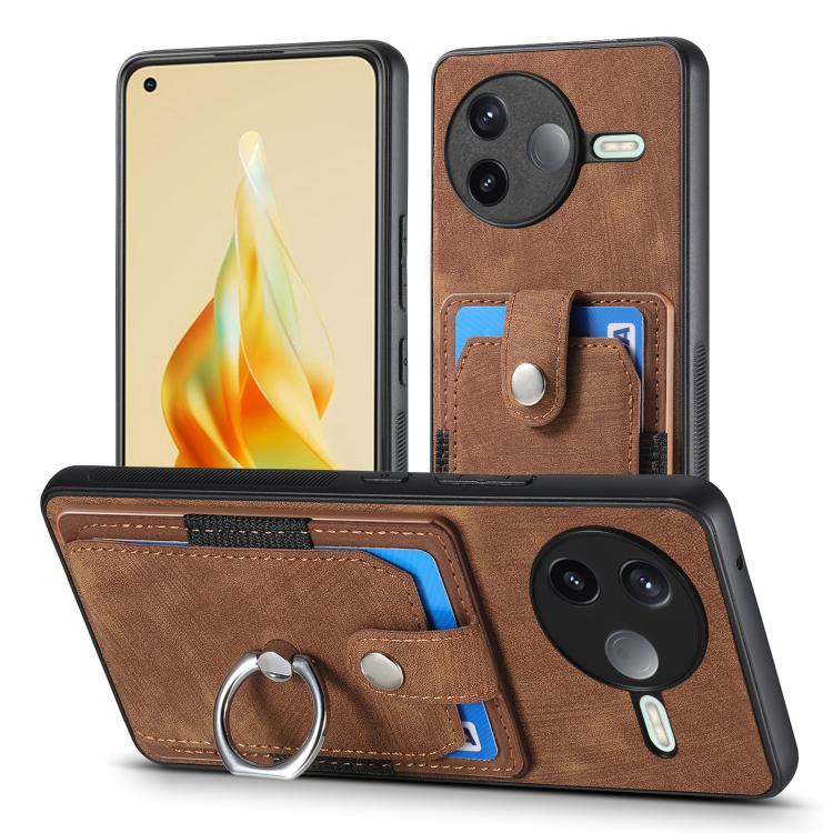 For Redmi K80 / Poco F7 Pro Retro Skin-feel Ring Card Wallet Phone Case