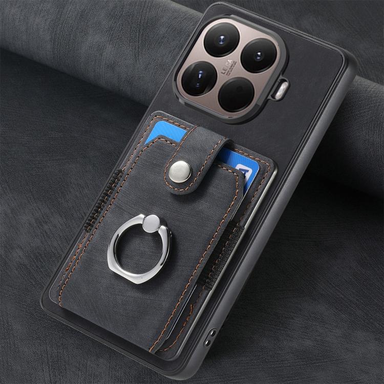 For Xiaomi 15T Pro Retro Skin-feel Ring Card Wallet Phone Case