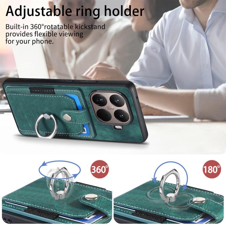 For Xiaomi 15T Pro Retro Skin-feel Ring Card Wallet Phone Case