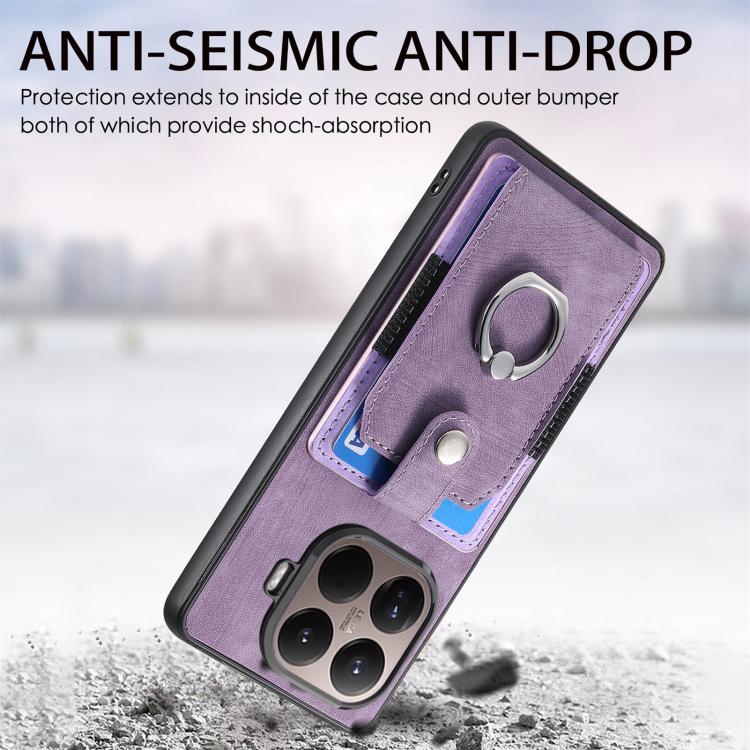 For Xiaomi 15T Pro Retro Skin-feel Ring Card Wallet Phone Case