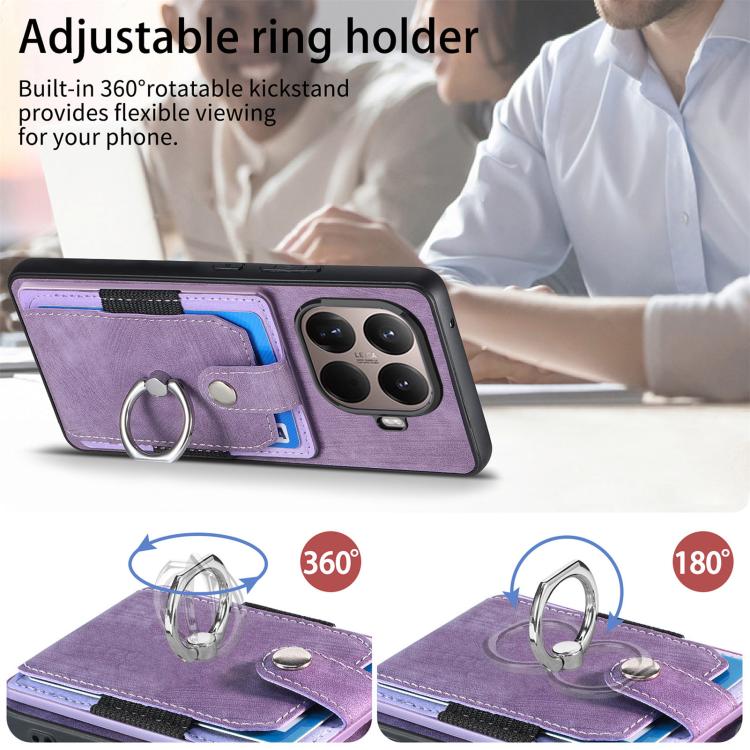 For Xiaomi 15T Pro Retro Skin-feel Ring Card Wallet Phone Case