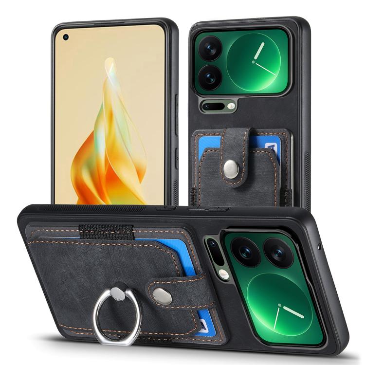 For Xiaomi 17 Pro Retro Skin-feel Ring Card Wallet Phone Case