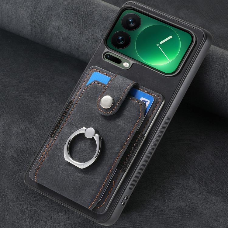 For Xiaomi 17 Pro Retro Skin-feel Ring Card Wallet Phone Case