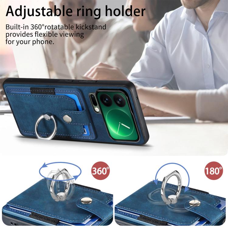 For Xiaomi 17 Pro Retro Skin-feel Ring Card Wallet Phone Case