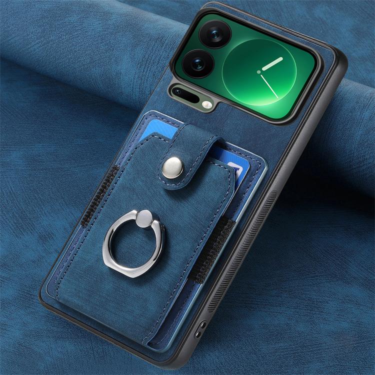 For Xiaomi 17 Pro Retro Skin-feel Ring Card Wallet Phone Case