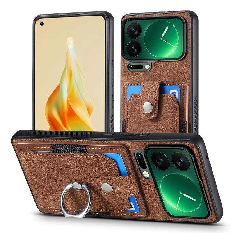For Xiaomi 17 Pro Retro Skin-feel Ring Card Wallet Phone Case