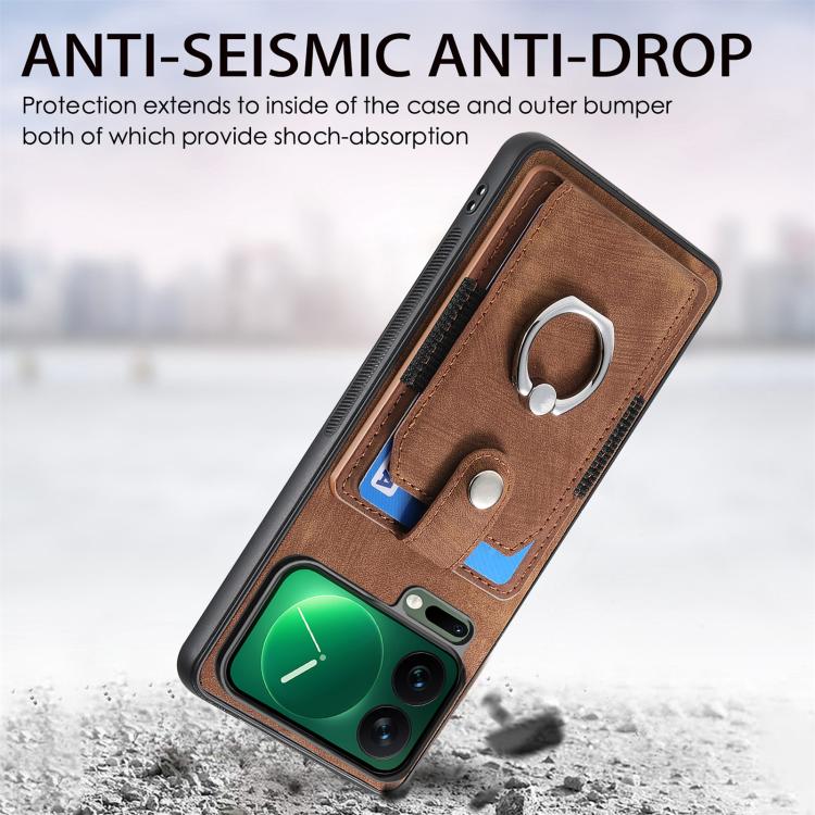 For Xiaomi 17 Pro Retro Skin-feel Ring Card Wallet Phone Case