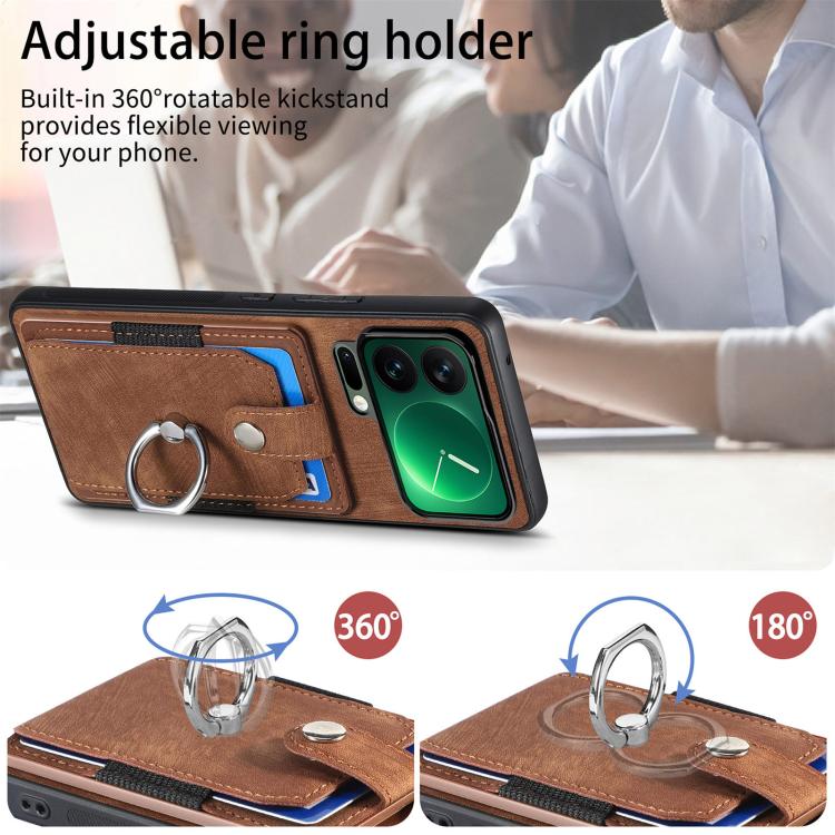 For Xiaomi 17 Pro Retro Skin-feel Ring Card Wallet Phone Case