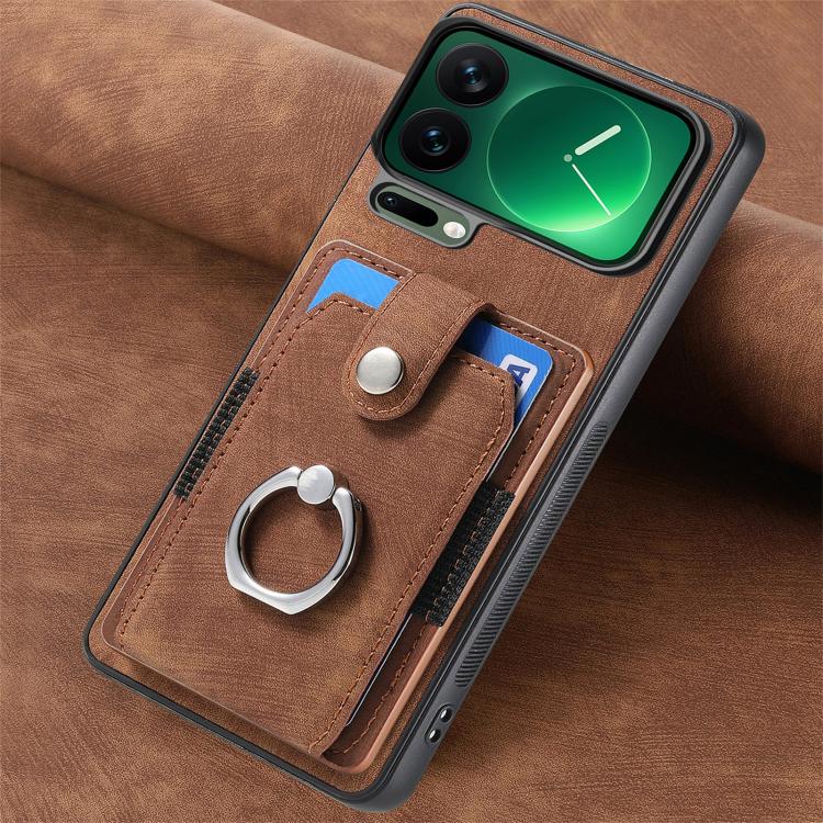 For Xiaomi 17 Pro Retro Skin-feel Ring Card Wallet Phone Case