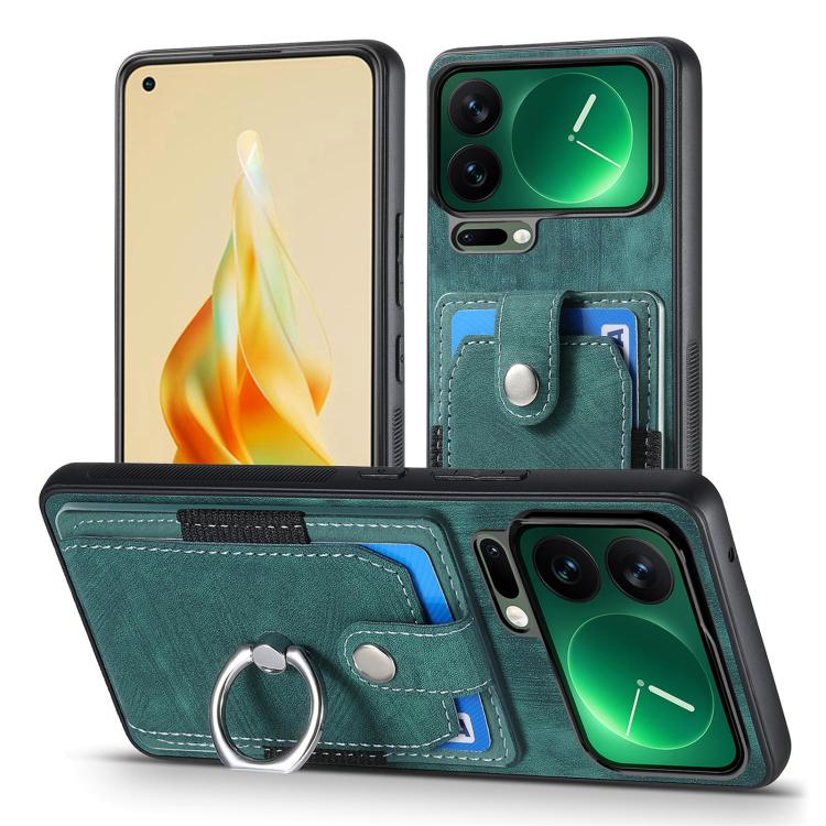 For Xiaomi 17 Pro Retro Skin-feel Ring Card Wallet Phone Case