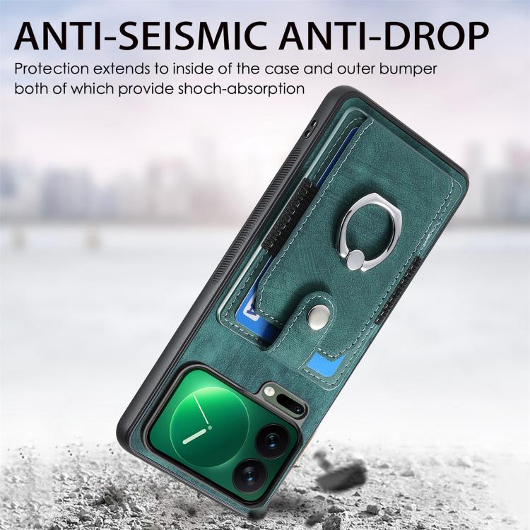 For Xiaomi 17 Pro Retro Skin-feel Ring Card Wallet Phone Case