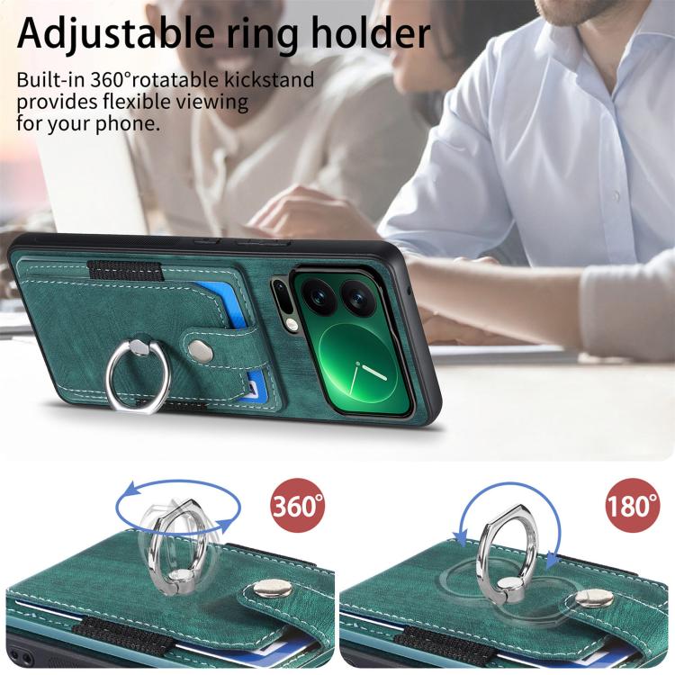 For Xiaomi 17 Pro Retro Skin-feel Ring Card Wallet Phone Case