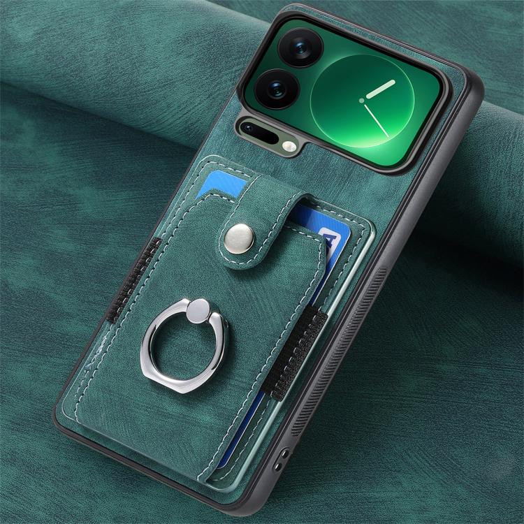 For Xiaomi 17 Pro Retro Skin-feel Ring Card Wallet Phone Case
