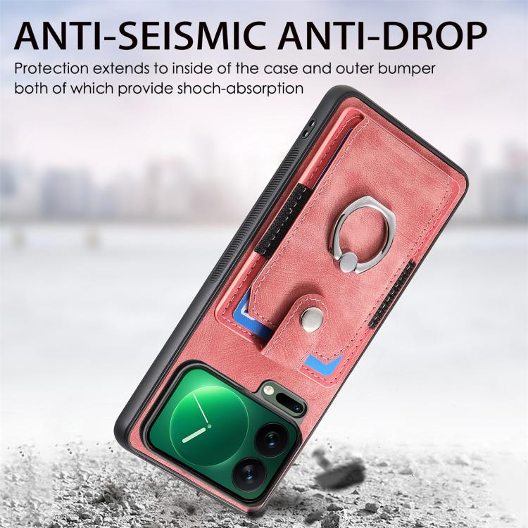 For Xiaomi 17 Pro Retro Skin-feel Ring Card Wallet Phone Case