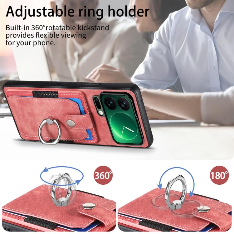 For Xiaomi 17 Pro Retro Skin-feel Ring Card Wallet Phone Case