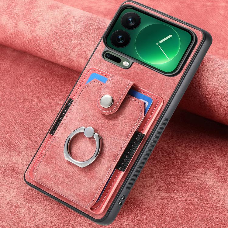 For Xiaomi 17 Pro Retro Skin-feel Ring Card Wallet Phone Case