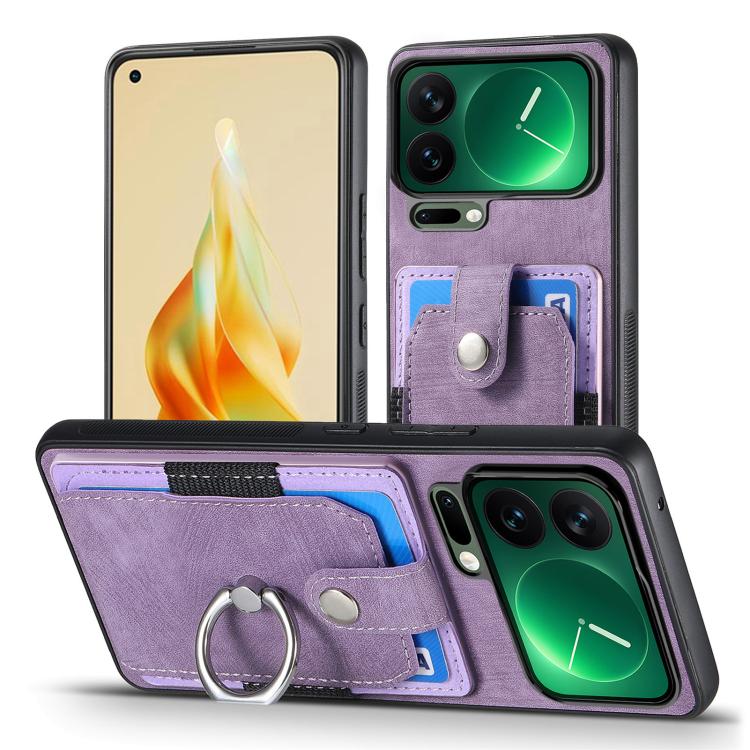 For Xiaomi 17 Pro Retro Skin-feel Ring Card Wallet Phone Case