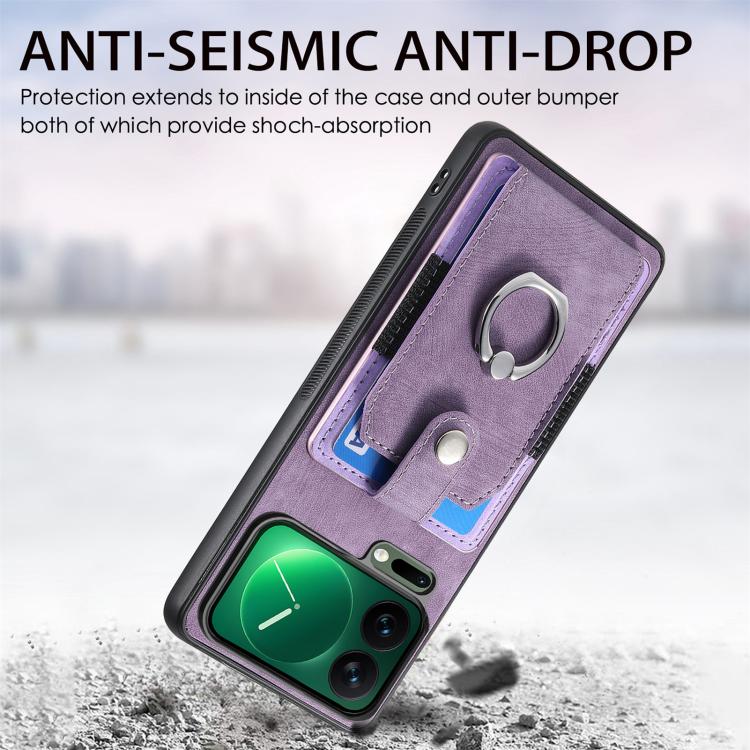 For Xiaomi 17 Pro Retro Skin-feel Ring Card Wallet Phone Case