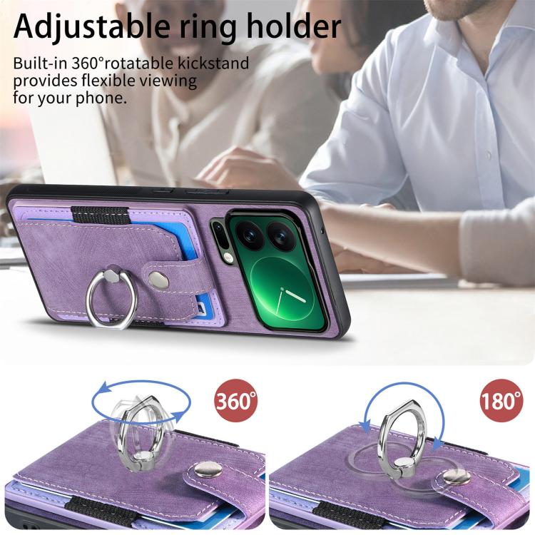 For Xiaomi 17 Pro Retro Skin-feel Ring Card Wallet Phone Case
