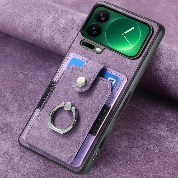 For Xiaomi 17 Pro Retro Skin-feel Ring Card Wallet Phone Case