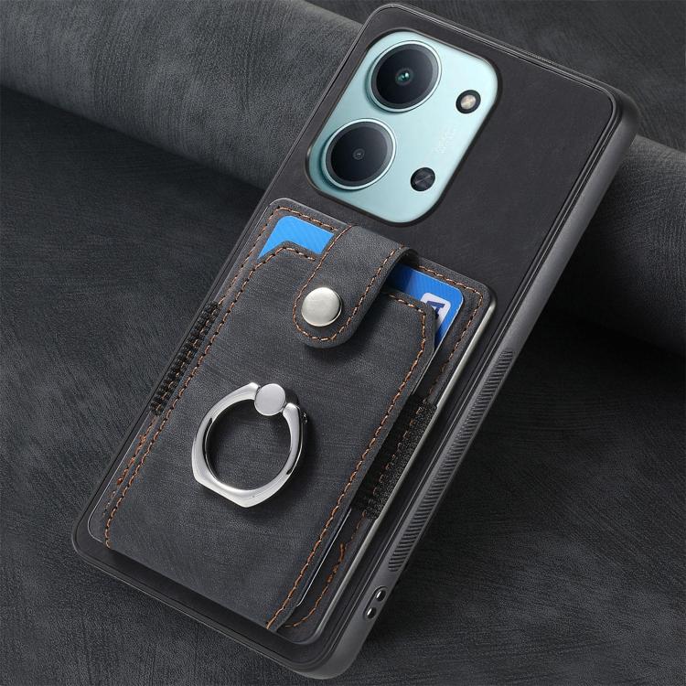 For Redmi 15C 5G / 4G Glodal 171mm Retro Skin-feel Ring Card Wallet Phone Case