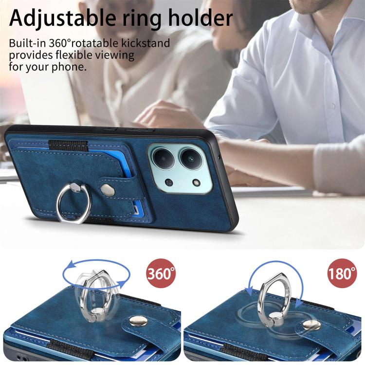 For Redmi 15C 5G / 4G Glodal 171mm Retro Skin-feel Ring Card Wallet Phone Case
