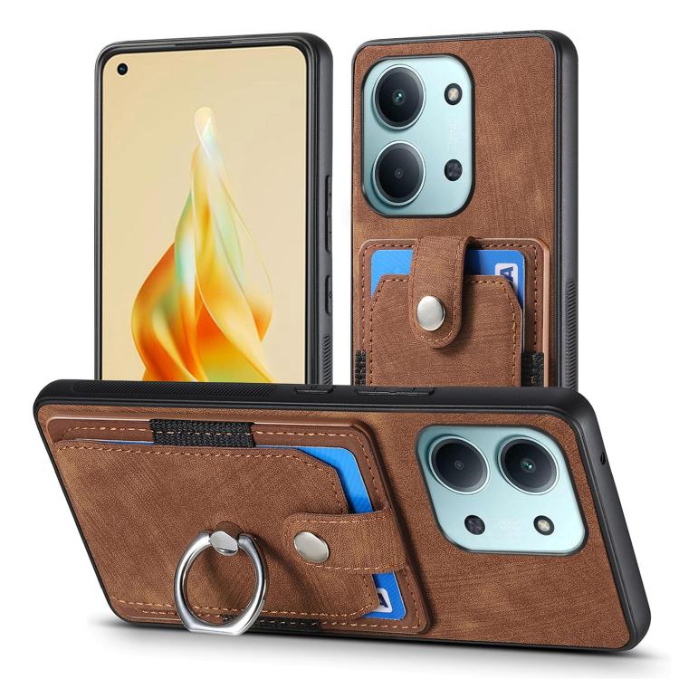 For Redmi 15C 5G / 4G Glodal 171mm Retro Skin-feel Ring Card Wallet Phone Case