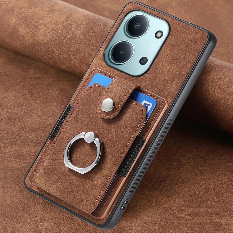 For Redmi 15C 5G / 4G Glodal 171mm Retro Skin-feel Ring Card Wallet Phone Case