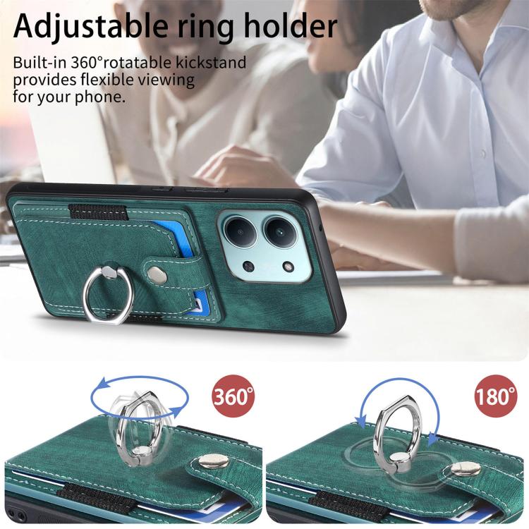 For Redmi 15C 5G / 4G Glodal 171mm Retro Skin-feel Ring Card Wallet Phone Case