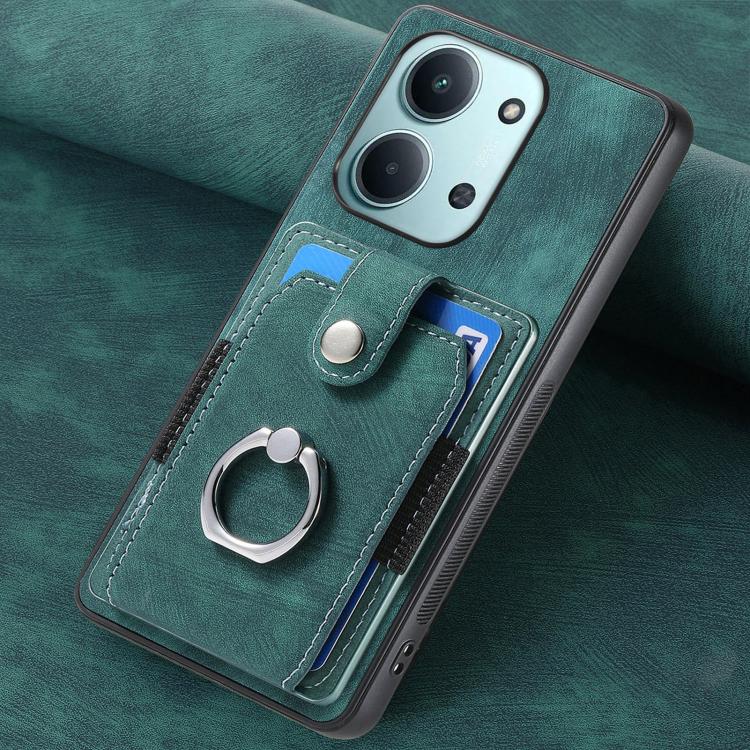 For Redmi 15C 5G / 4G Glodal 171mm Retro Skin-feel Ring Card Wallet Phone Case