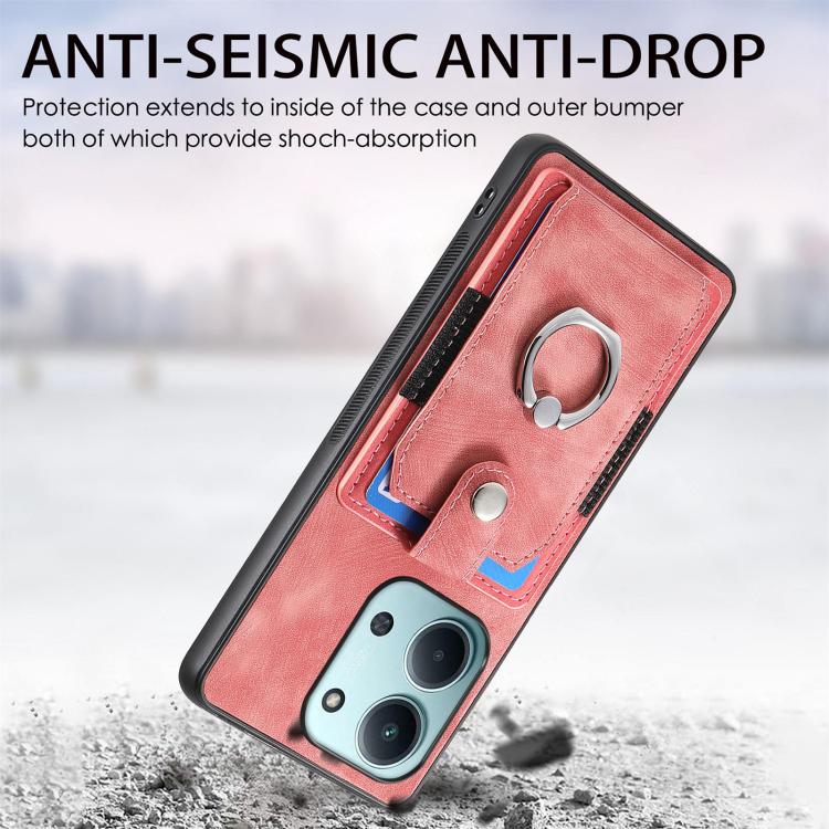 For Redmi 15C 5G / 4G Glodal 171mm Retro Skin-feel Ring Card Wallet Phone Case