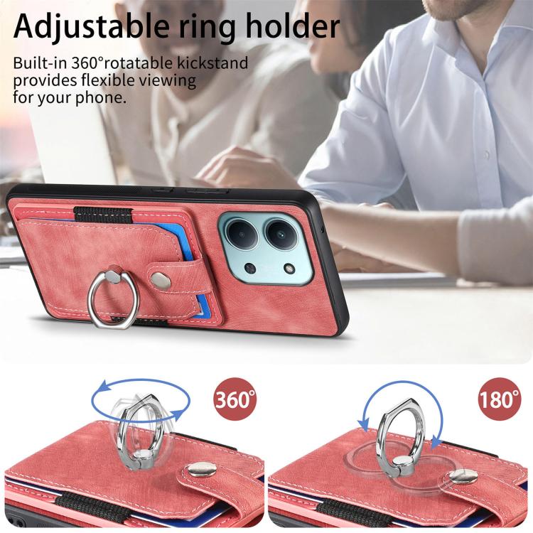 For Redmi 15C 5G / 4G Glodal 171mm Retro Skin-feel Ring Card Wallet Phone Case