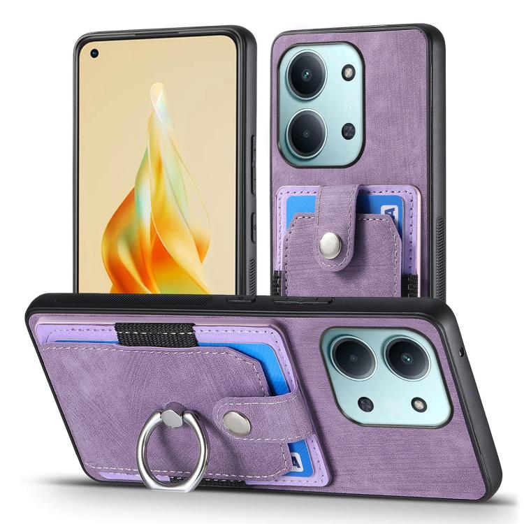 For Redmi 15C 5G / 4G Glodal 171mm Retro Skin-feel Ring Card Wallet Phone Case