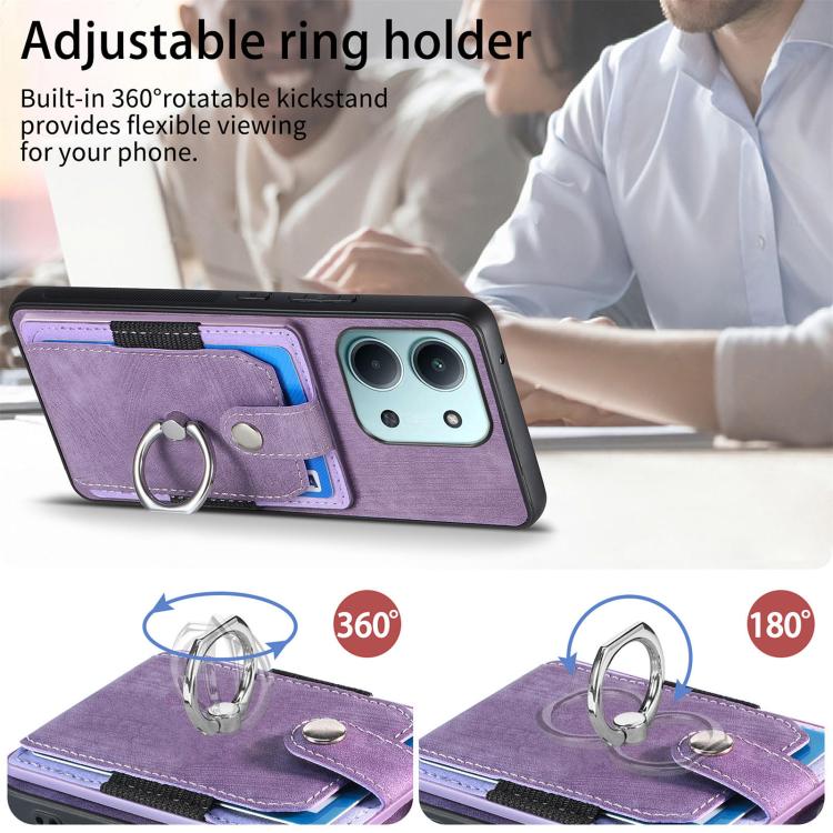 For Redmi 15C 5G / 4G Glodal 171mm Retro Skin-feel Ring Card Wallet Phone Case
