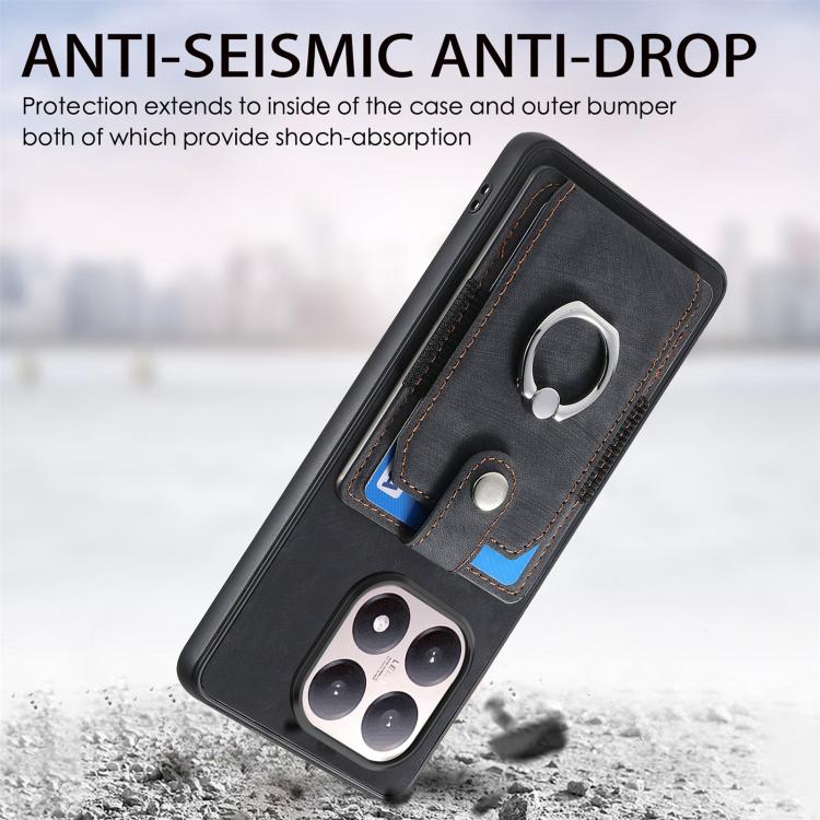 For Xiaomi 15T Retro Skin-feel Ring Card Wallet Phone Case