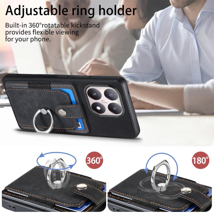 For Xiaomi 15T Retro Skin-feel Ring Card Wallet Phone Case