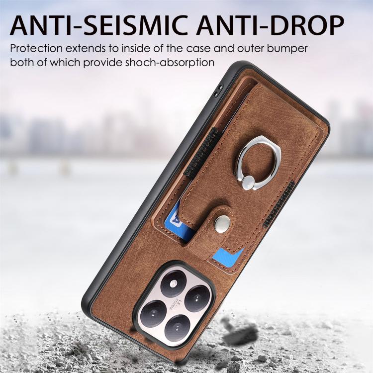 For Xiaomi 15T Retro Skin-feel Ring Card Wallet Phone Case