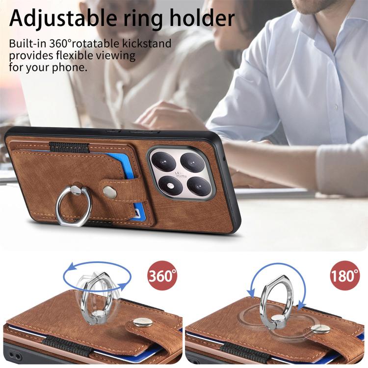 For Xiaomi 15T Retro Skin-feel Ring Card Wallet Phone Case
