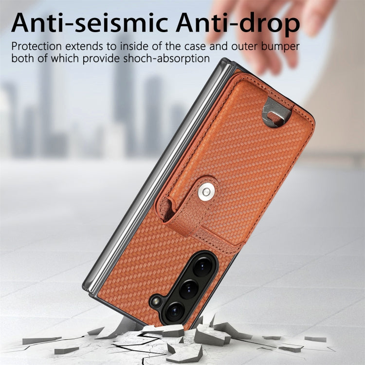 For Samsung Galaxy Z Fold6 5G Card Wallet Kickstand Back Phone Case with Tool Knife