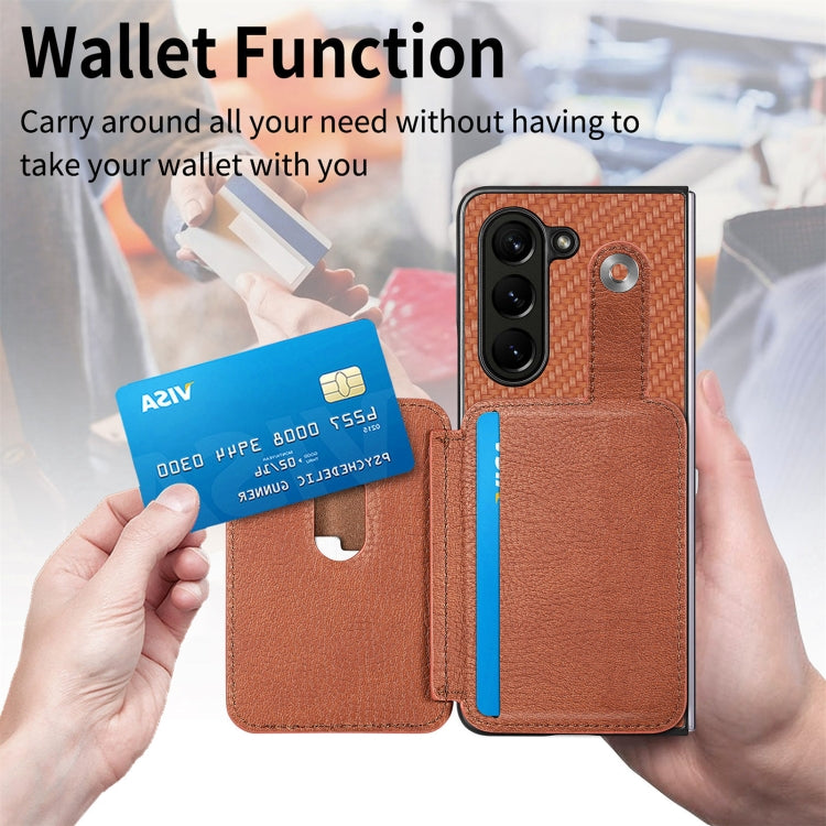 For Samsung Galaxy Z Fold6 5G Card Wallet Kickstand Back Phone Case with Tool Knife
