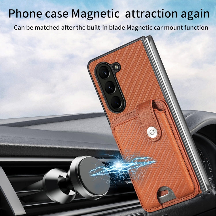 For Samsung Galaxy Z Fold6 5G Card Wallet Kickstand Back Phone Case with Tool Knife